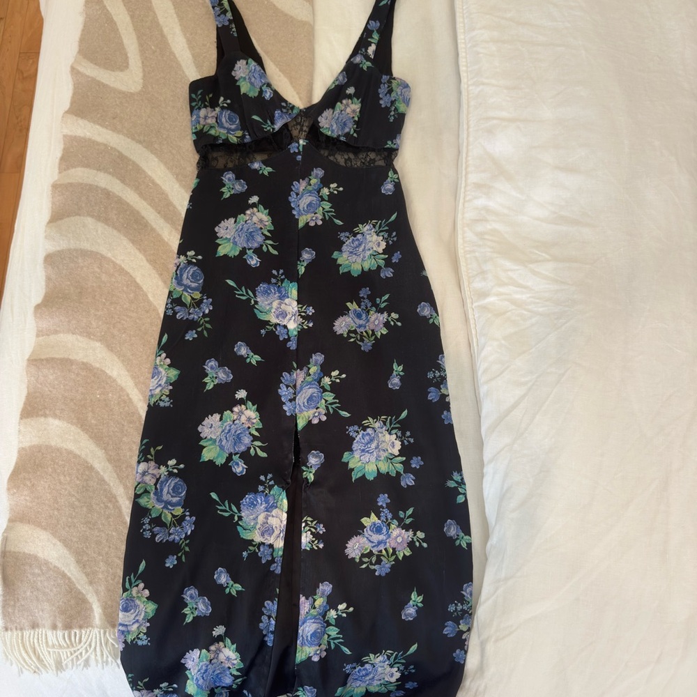 We wore what floral silk dress!